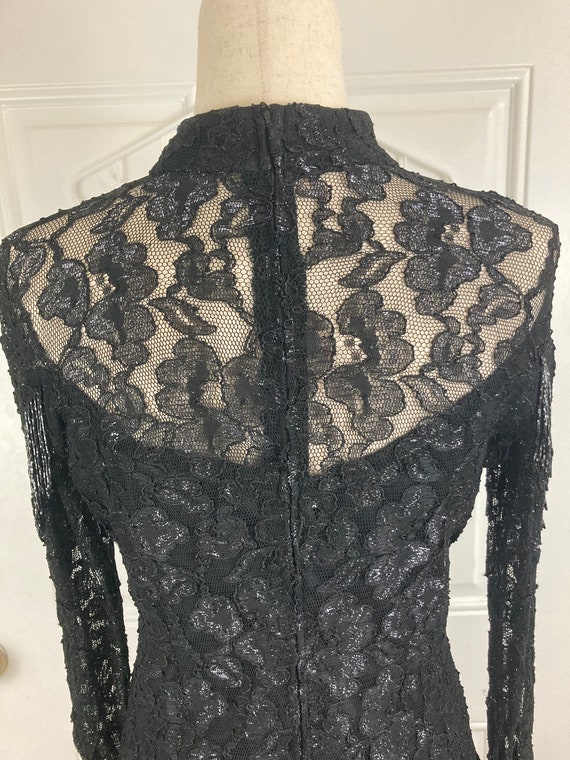 Vintage 90’s Black Beaded & Lace Dress | L/XL - image 5