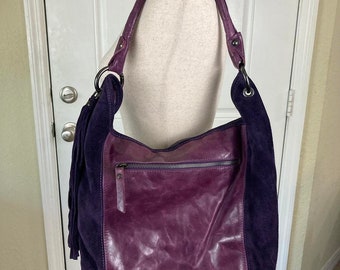 Vintage Y2K Purple Genuine Leather Shoulder Bag