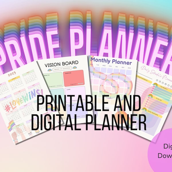 Pride Planner Goodnotes Planner Daily Digital Gay Planner iPad Planner Printable Planner 2023 2024 Dated Undated LGBT Digital Planner