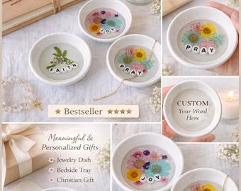 Jewelry Dish, Ring holder, trinket dish, pressed flower bowl, mini personalization