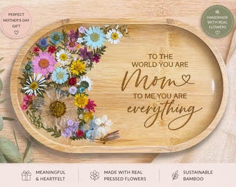 Mothers Day Gift, Personalized Pressed Flower Tray, Wedding Gift,