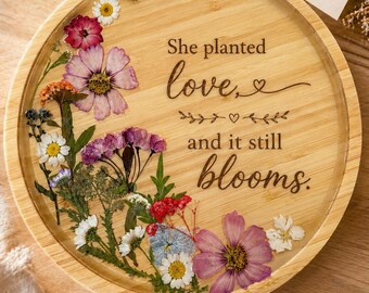 Personalized Pressed Flower Tray, Mother's Day Gift Custom Quote, Sayings, Scripture, Handmade Floral Resin, wedding gift