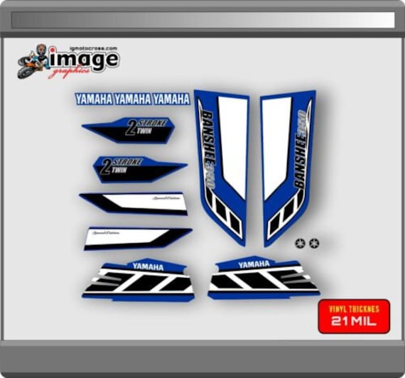 Full Graphics Kit For Yamaha Banshee ATV - High Gloss, Thick Blue Decal Set (Full Body)