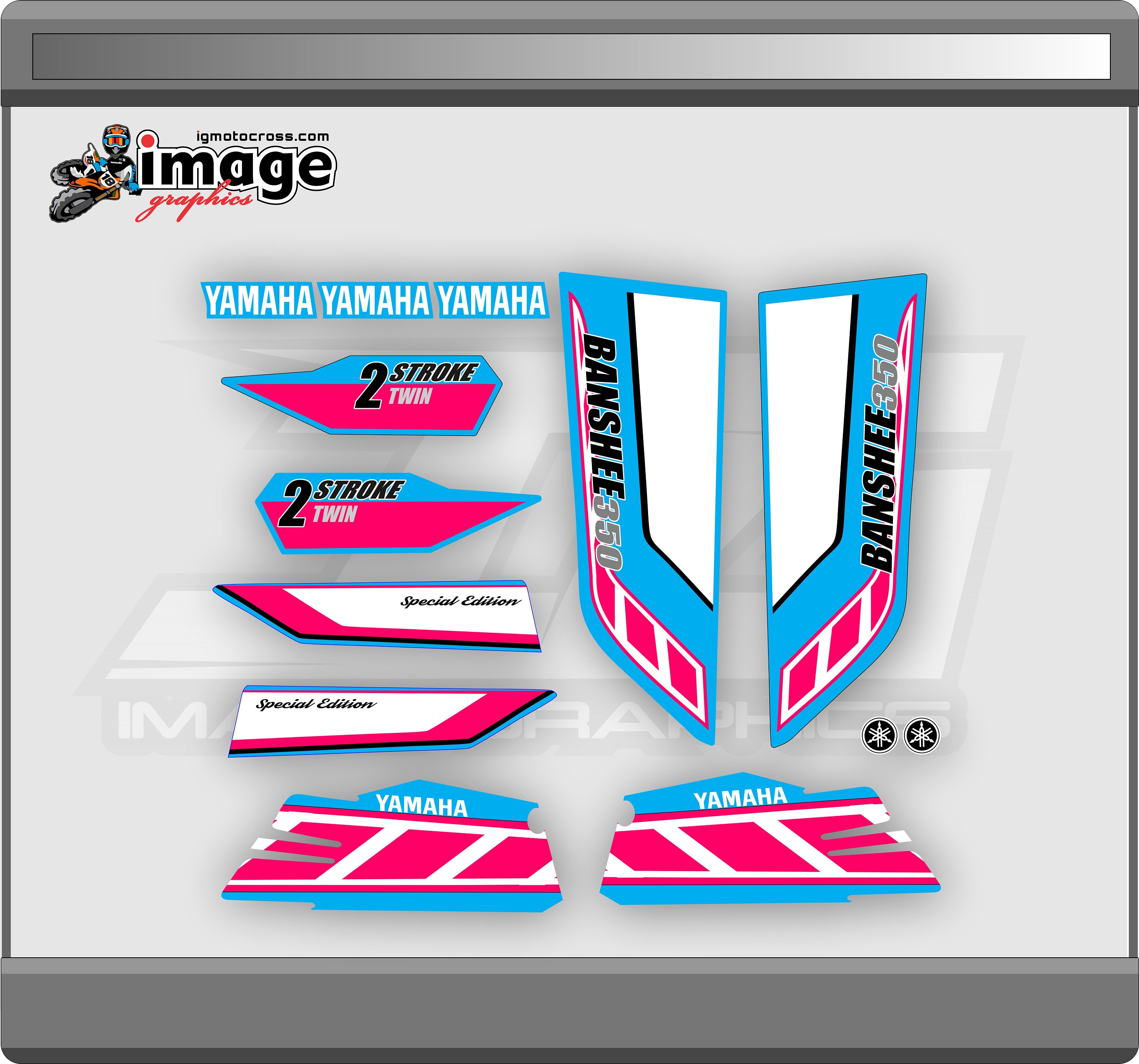 YAMAHA BANSHEE Graphics Kit Pink Blue High Quality ,thick ,glossy. High