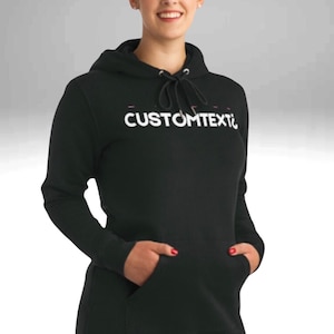 Stylish Black and Grey Women&#39;s Hoodie Dress - Comfortable and Chic.and Customizable