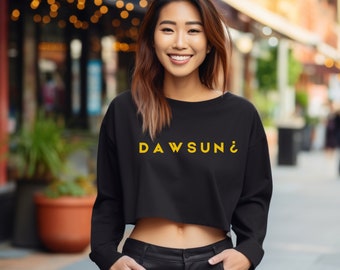 Women's Cropped Sweatshirt: Relaxed Fit Cotton-Blend