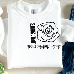 June Birthday Flower with name personalization