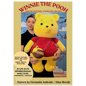 Giant Winnie the Pooh Crochet Pattern, 80cm Amigurumi, Honey Pot, Bee (PDF)