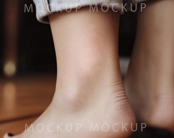 Female Ankle Tattoo Mockup | Realistic Studio Placement JPG