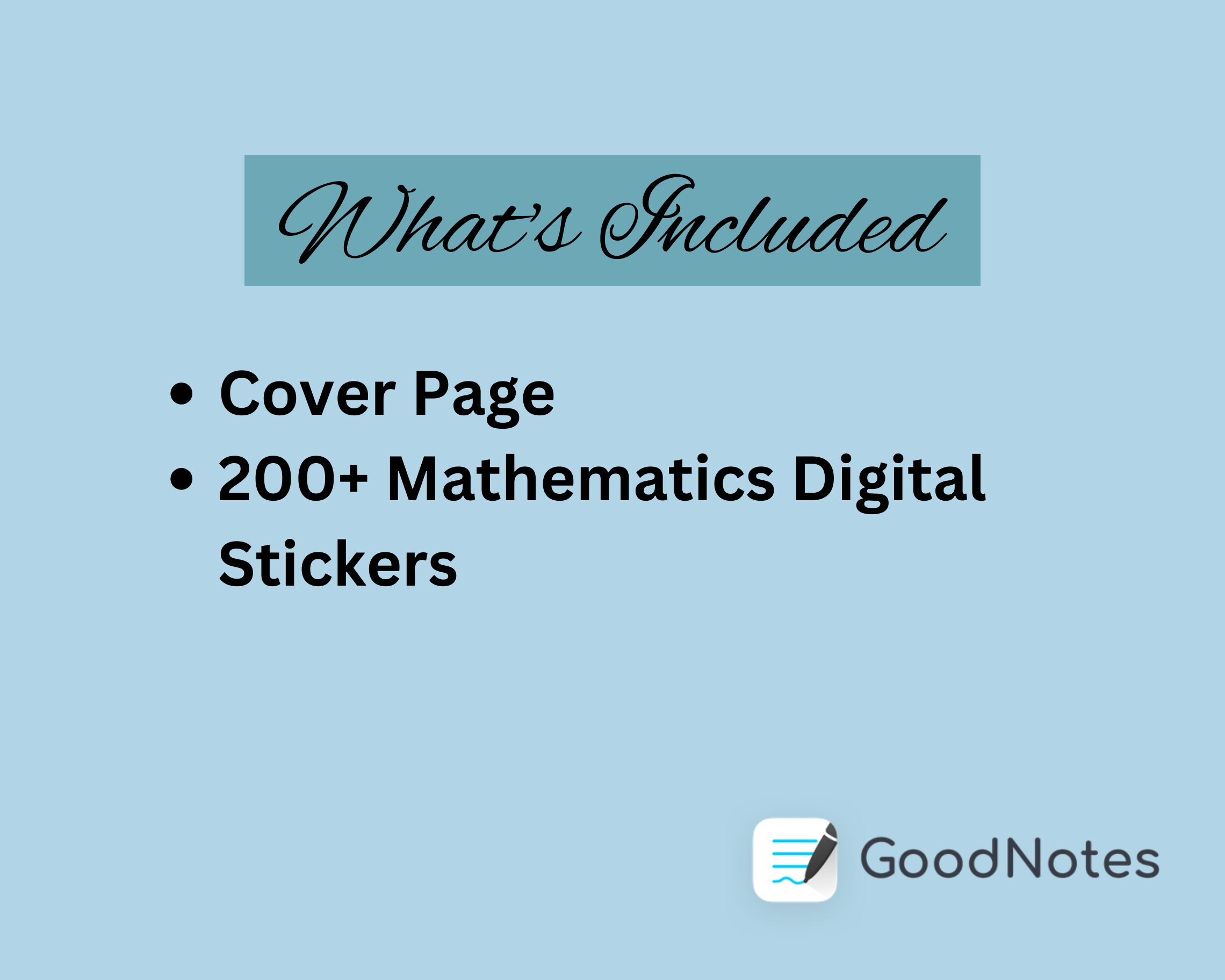 Math Digital Stickers, Handdrawn iPad Goodnotes, Precropped