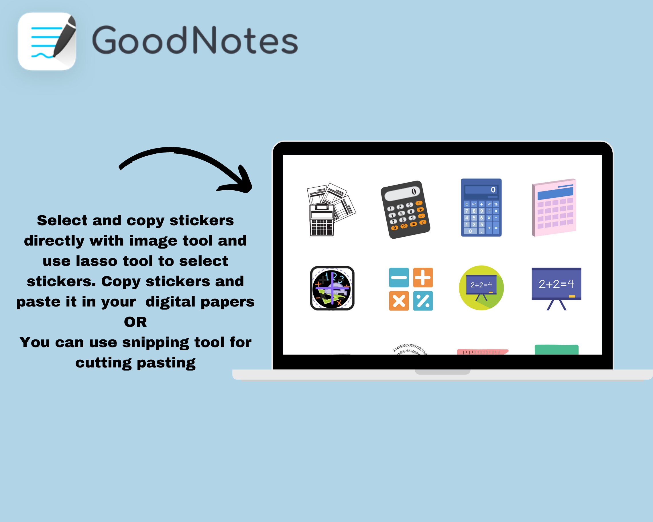 Math Digital Stickers, Handdrawn iPad Goodnotes, Precropped