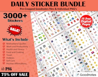 Plus de 3 000 stickers numériques quotidiens, Stickers agenda, Stickers soins personnels, Stickers Goodnotes, Stickers OneNote lifestyle