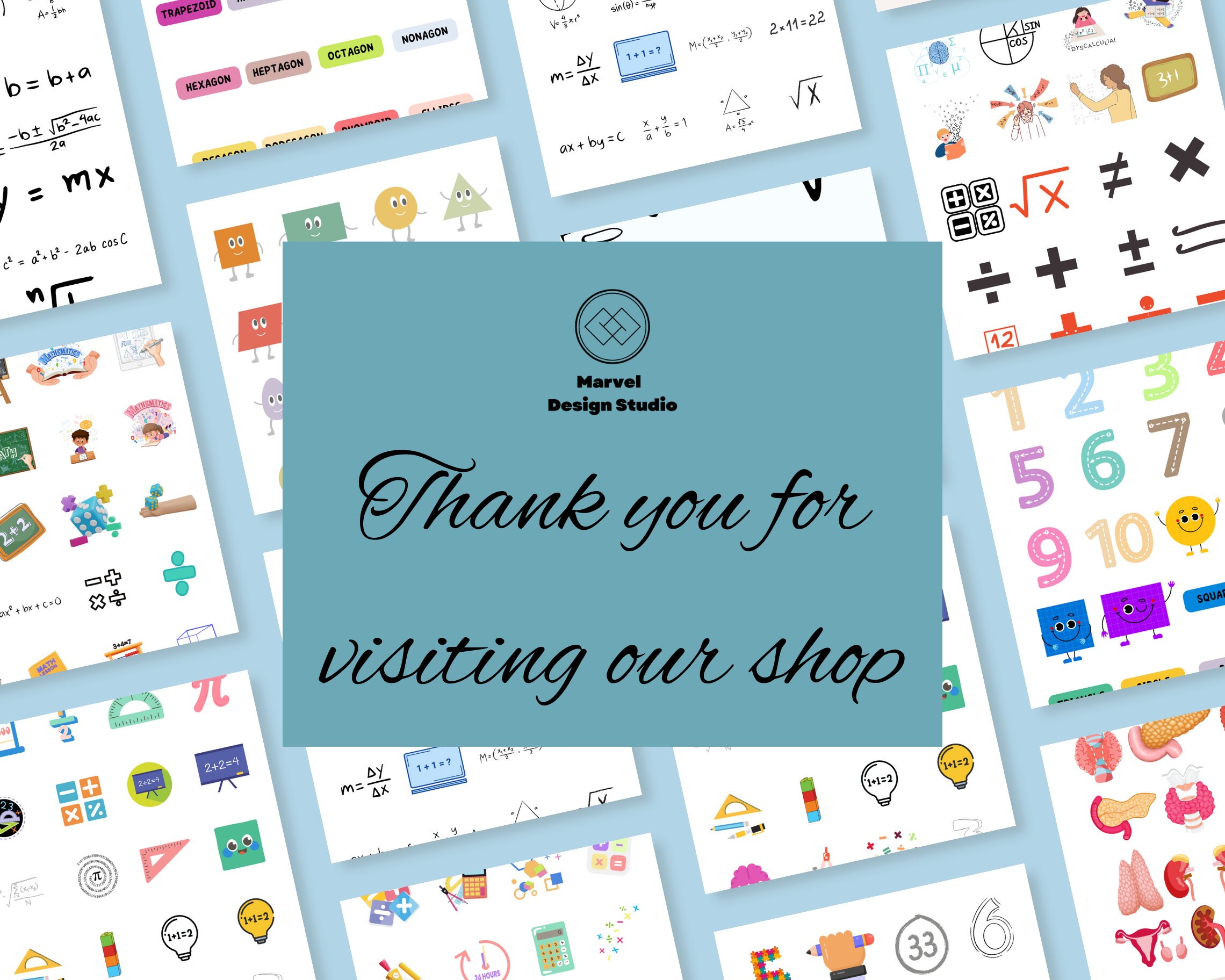 Math Digital Stickers, Handdrawn iPad Goodnotes, Precropped