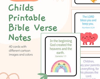 Kids Bible Verse Cards | Scripture Memory Notes, Sunday School Activity (Digital Download)