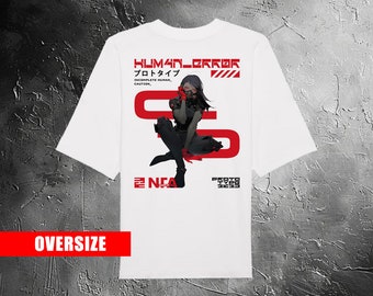 Human Error (White) -Ninety Five Art- T shirt Oversize 100% coton biologique