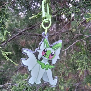 cat acrylic keychain//green cat//leaf cat//acrylic cat keychain//