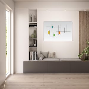 Mid Century Modern Wall Art - &quot;Cityscape&quot; - Printed Canvas