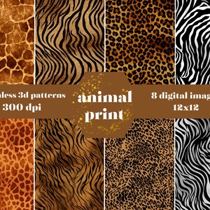 Animal Print Digital Patterns Seamless Pattern Design Papel imprimible Animal Pattern Scrapbooking Kit Instant Download Art Prints Set