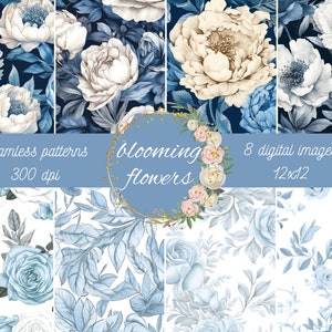 Watercolor Floral Digital Paper Seamless Patterns Design Printable Paper Flower Patterns Scrapbook Kit Instant Download Digital Paper