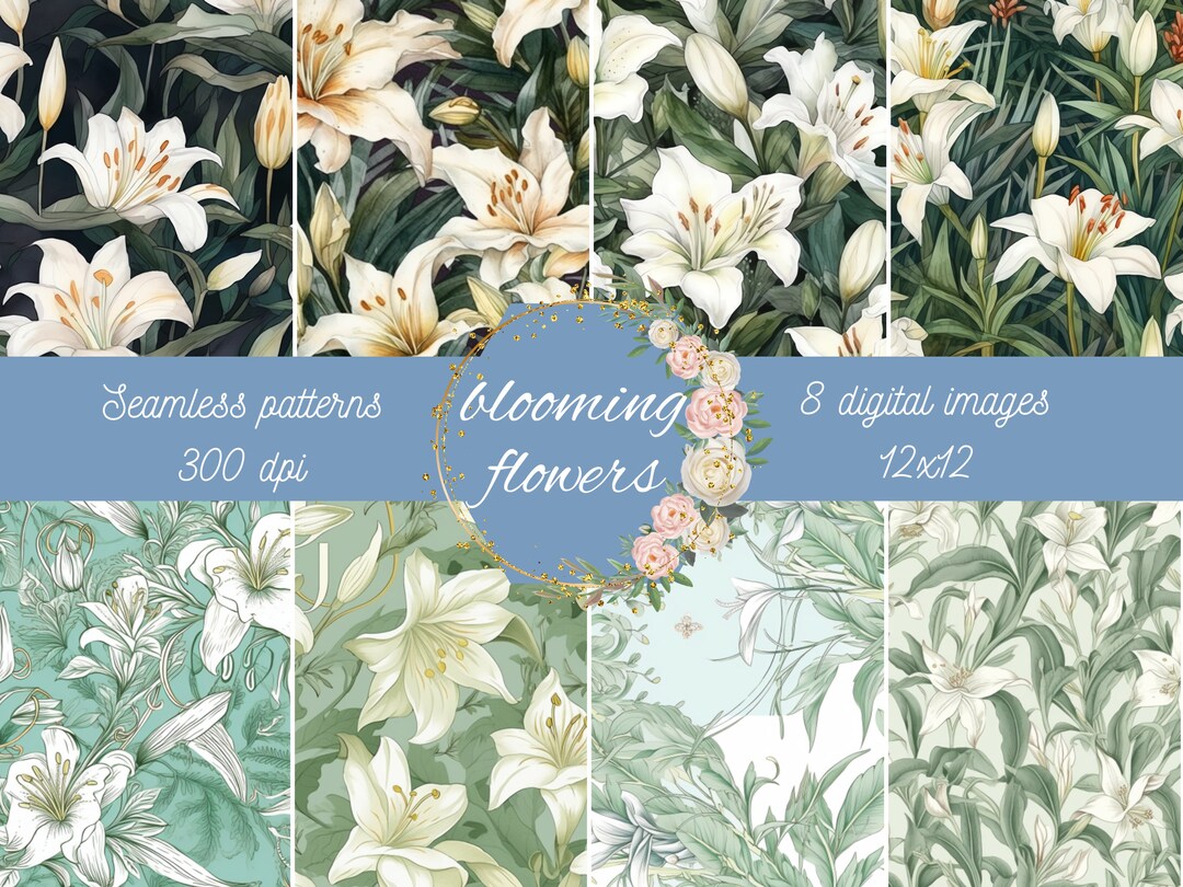 Watercolor Floral Digital Paper Seamless Patterns Design Printable ...