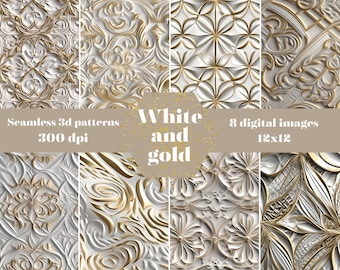 3D Digital Paper Patterns Luxury Scrapbook Paper Seamless Blue and Gold ...