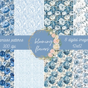 Aquarell Blumen digitales Papier nahtlose Muster Design druckbare Papier Blumen Muster Scrapbook Kit Sofortiger Download digitales Papier