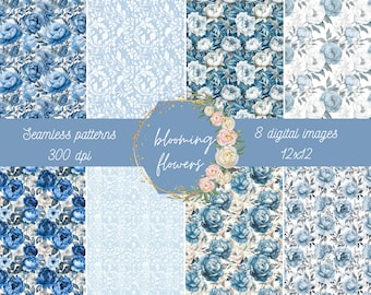 Aquarela floral papel digital padrões sem emenda design de papel para impressão padrões flor scrapbook kit download instantâneo papel digital