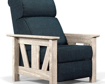Birch Maple Recliner Solid Wood Country Style Reclining Farmhouse Lounge Chair