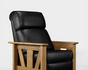 Farmhouse Maple Recliner Solid Wood Reclining Lounge Chair