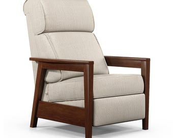 Mid Century Modern Recliner Solid Cherry Wood Reclining Lounge Chair