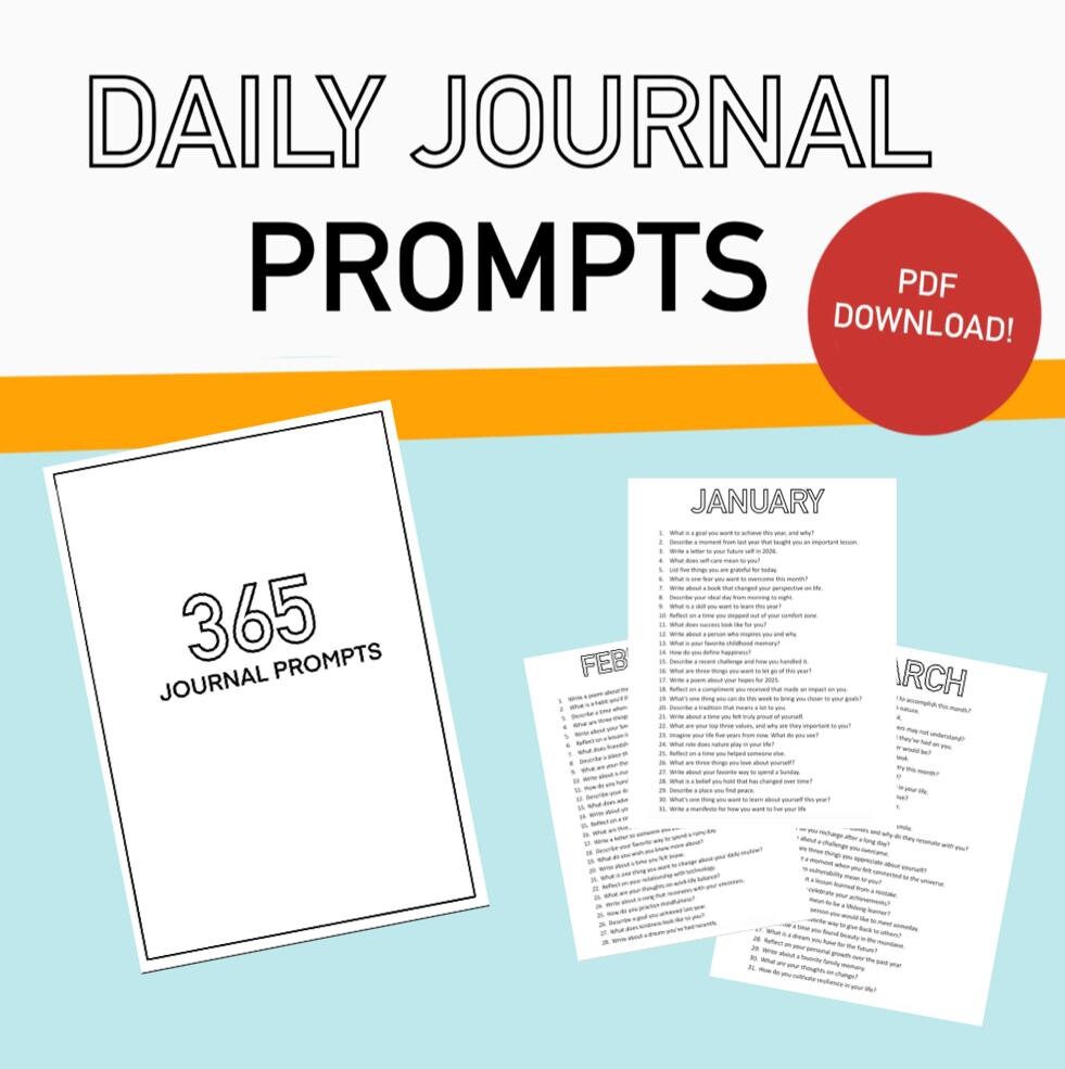 Daily Journal Prompts for Every Day of the Year - Etsy