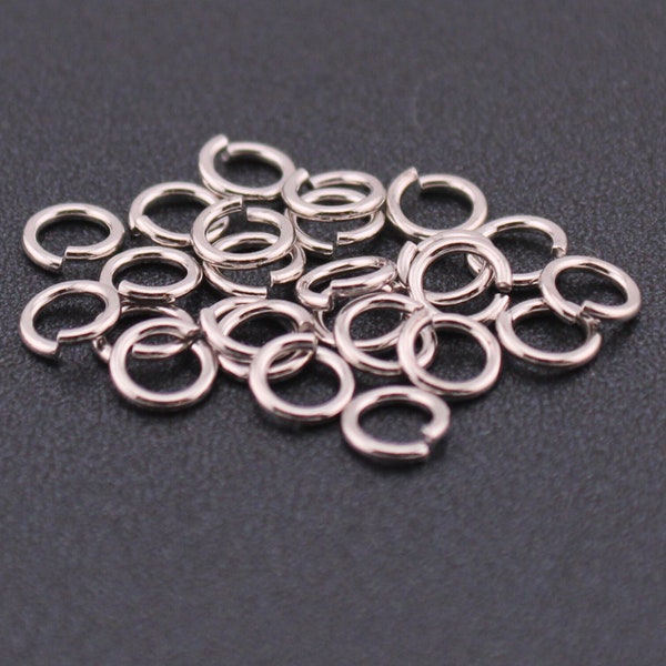 Sterling Silver Open Jump Rings with Rhodium Plating - Ideal for Jewelry Making - 5mm OD x 0.8mm