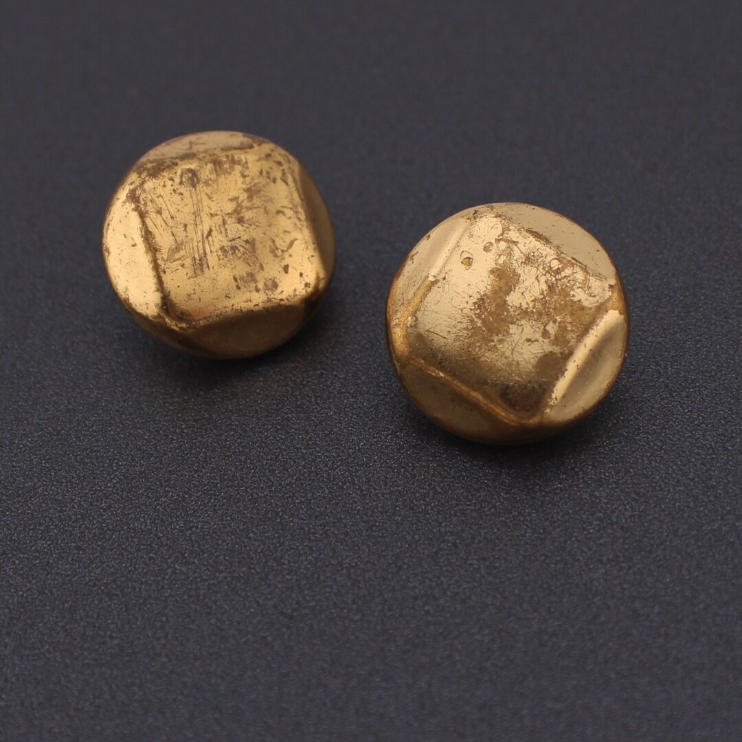 Rare Vintage Brass Buttons 18mm OD Square Indentation Collectible