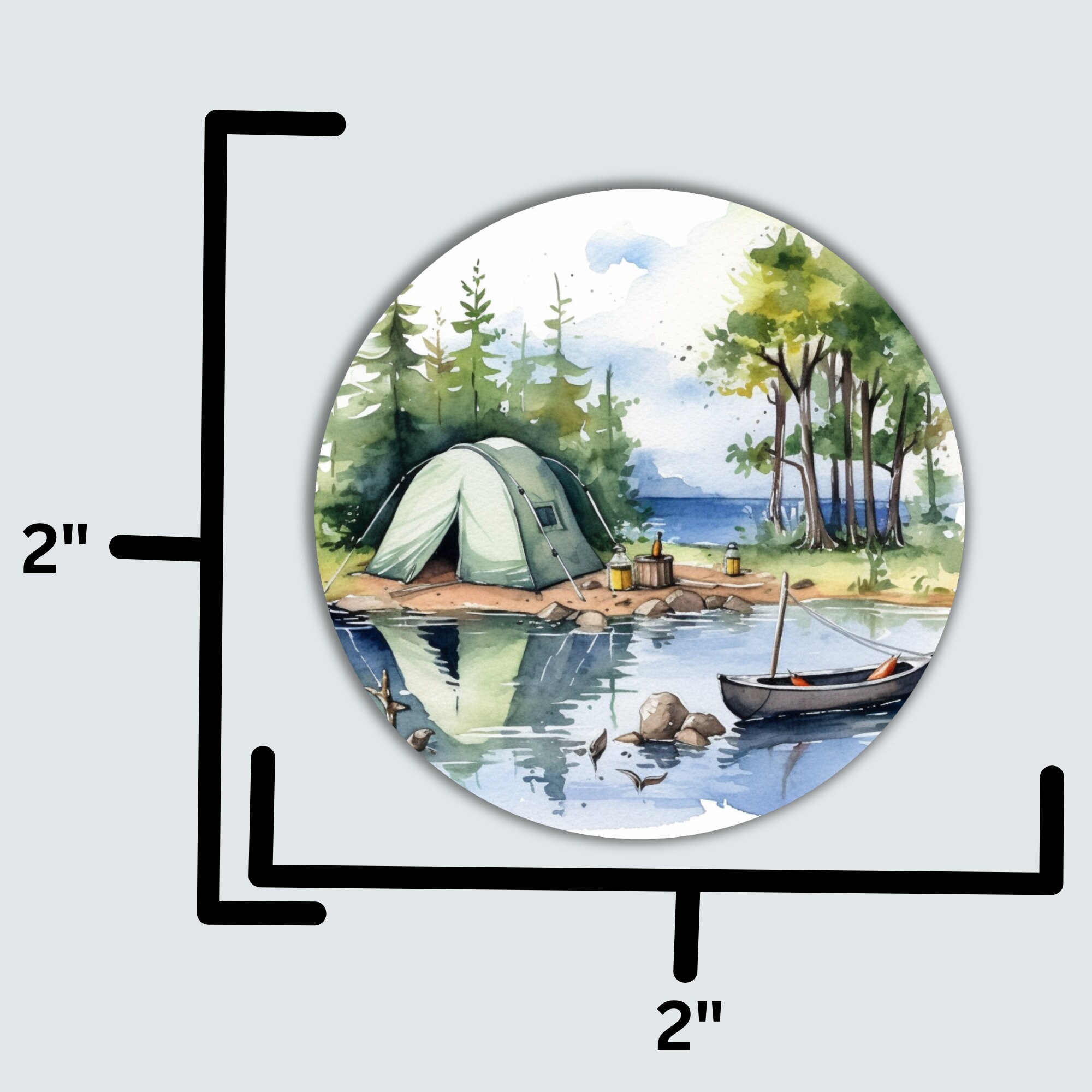 Lakeside Tent Camping Sticker Watercolor Print Waterproof Stickers - Etsy
