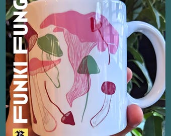 Funki Fungi Mug – Unique Mushroom-Inspired Coffee Cup Gift for Nature Lovers - Mushroom Mug - Forest Mushroom Cup.
