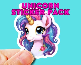 Magical Unicorn Stickers - Set of 4 | Cute Rainbow Unicorn Decals for Kids and Adults | Vinyl Sticker Pack