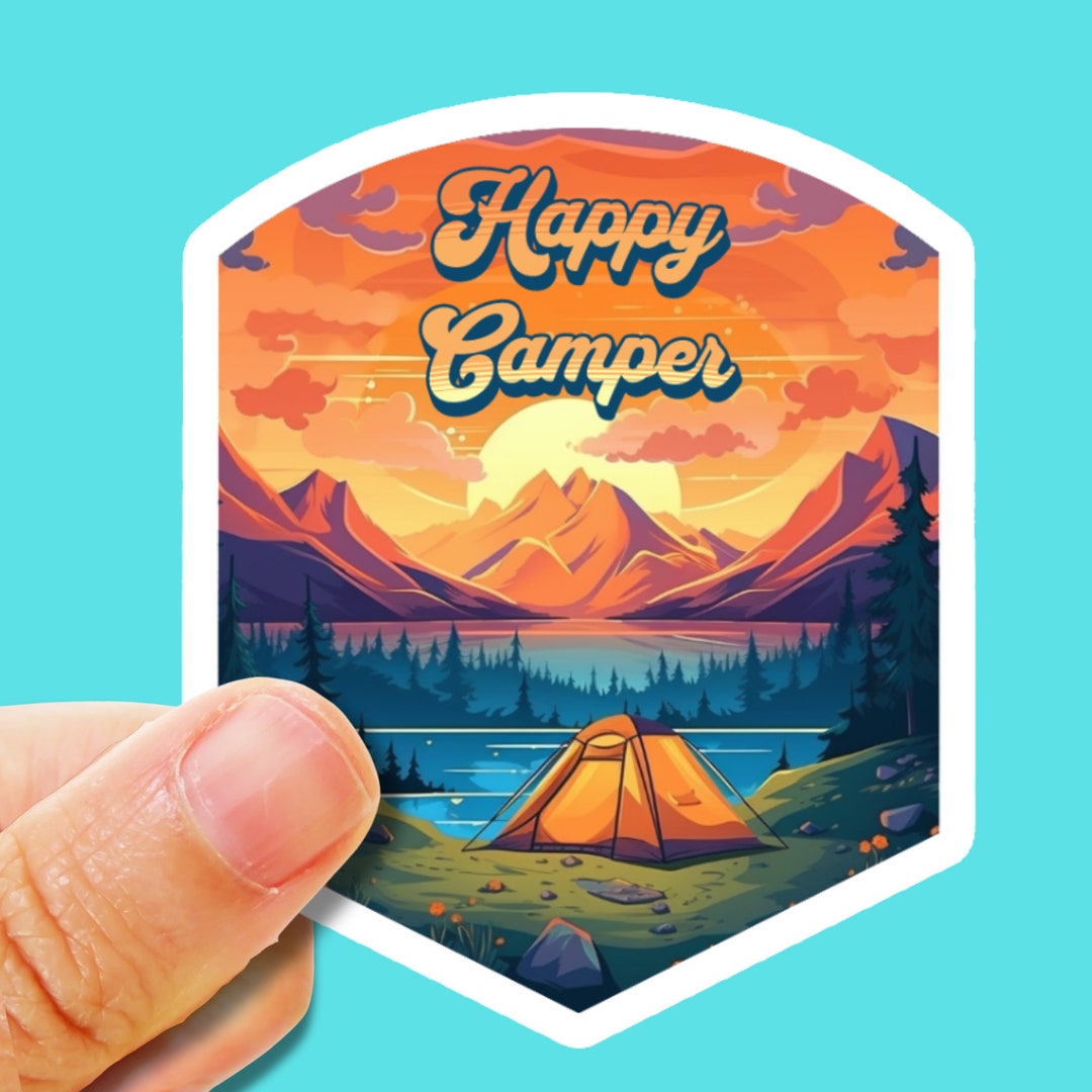 Happy Camper Sticker Perfect for Water Bottle, Laptop or Camping Gear ...