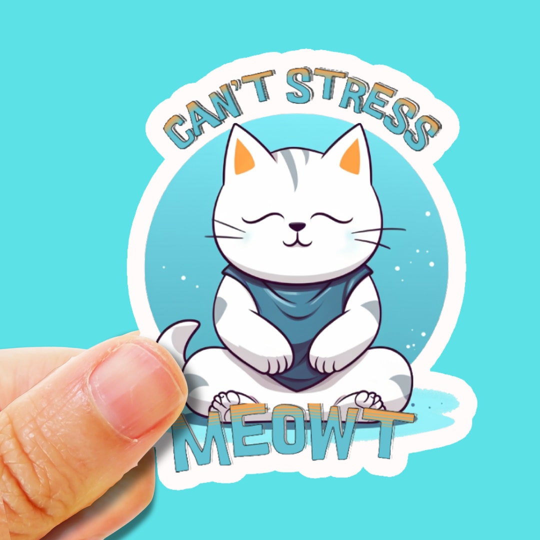 Cute Cat Sticker, Waterproof Decal for Water Bottles and Laptops ...