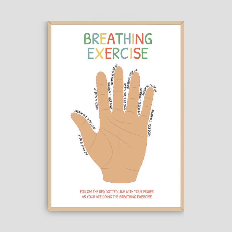 Finger Tracing Breathing Exercise Poster, Calming Techniques