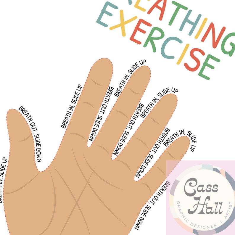 Finger Tracing Breathing Exercise Poster, Calming Techniques