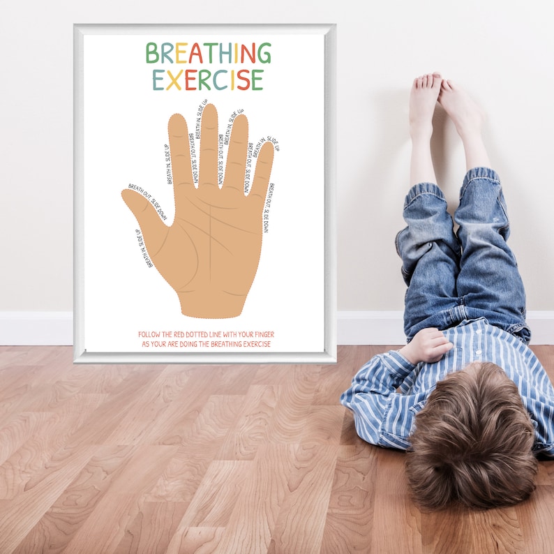 Finger Tracing Breathing Exercise Poster, Calming Techniques