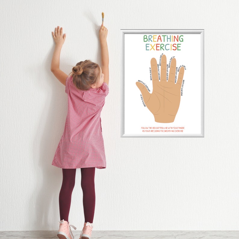 Finger Tracing Breathing Exercise Poster, Calming Techniques