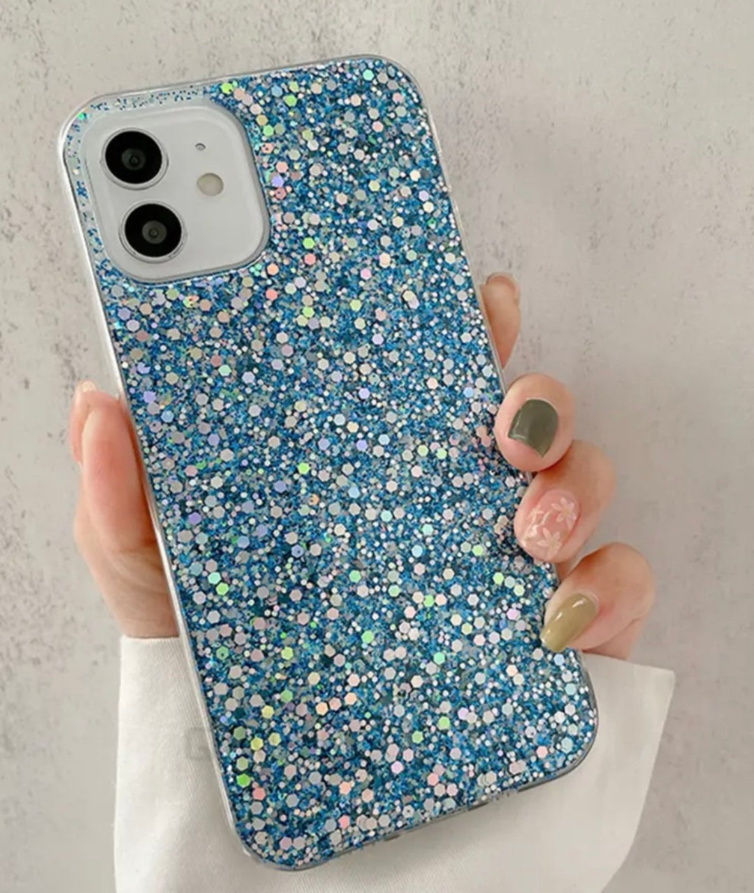 Blue Glitter Phone Case / Blue Glitter Case Cover / Blue Etsy