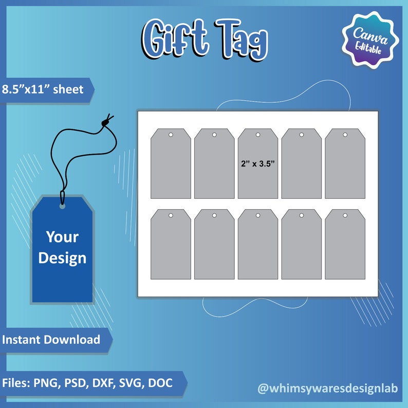 Editable Gift Tag Label Template Printable PNG Canva Dxf Etsy