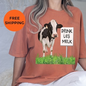 Funny Lactose Intolerant Premium UNISEX Shirt, Vegan Gift, Paleo TShirt, and Milk Allergy Tee, Meme Gift, Dairy-Free Shirt, Drink Les Melk