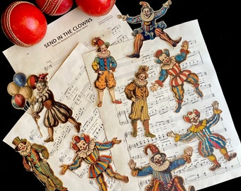 Vintage-Inspired Clown Die Cuts: Junk Journaling, Collage Paper Crafts