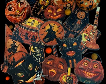 Old-Fashioned Halloween 1940s Vintage-Inspired Die Cuts: Halloween Decor, Junk Journaling, Collage