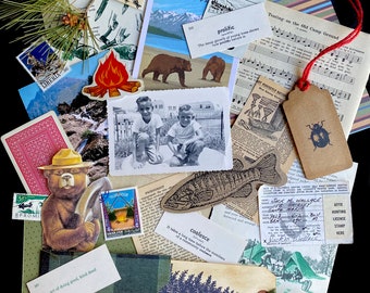 Camping Paper Pack • Vintage & Vintage-Inspired Ephemera  • Junk Journaling • Collage • Smokey the Bear • Outdoors • Camp • Campfire Tales