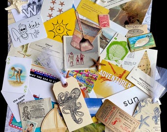 Beach Junk Journal Kit: 44+ Vintage Coastal Ephemera Pieces