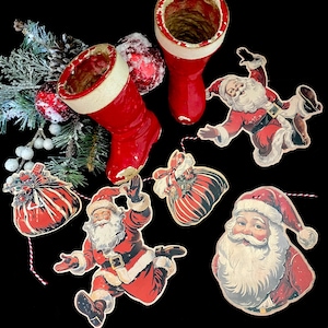 Santa Garland | Vintage Santa | Christmas Decor | Santa Banner | Mantle Decorations